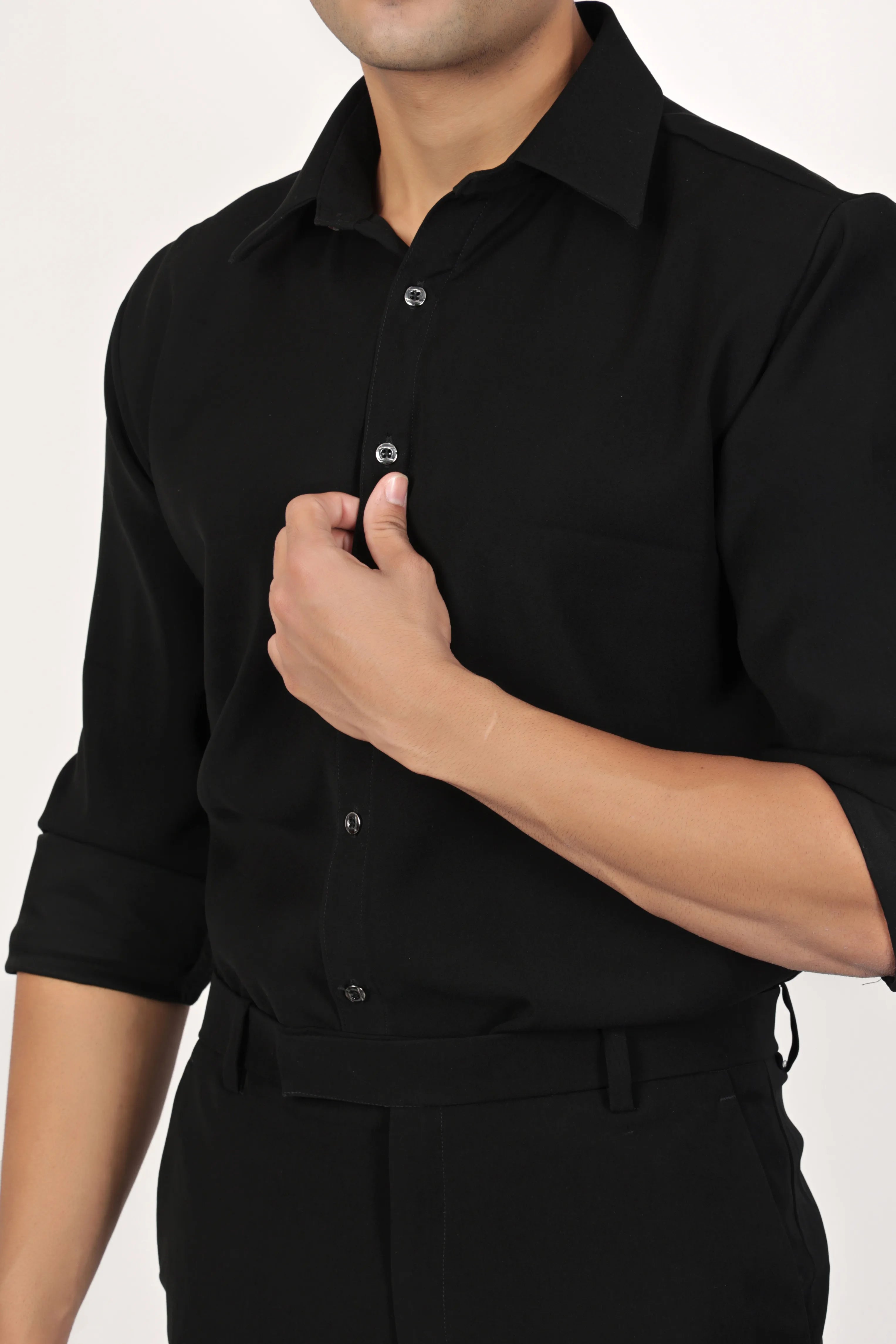 Japanese  Fabric Shirt - Black