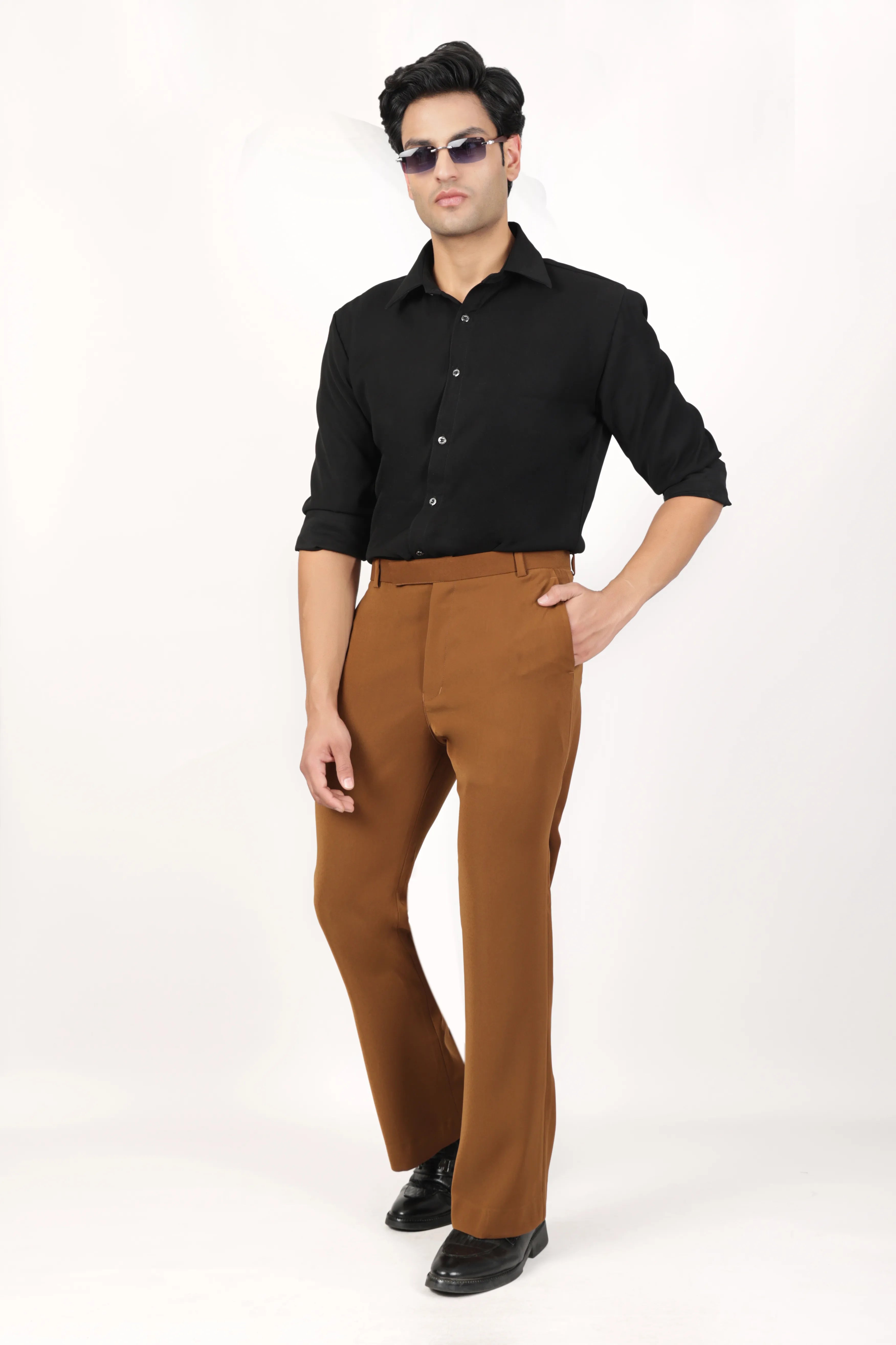 Japanese Bootcut Trousers - Tan Brown