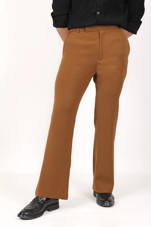 Japanese Bootcut Trousers - Tan Brown
