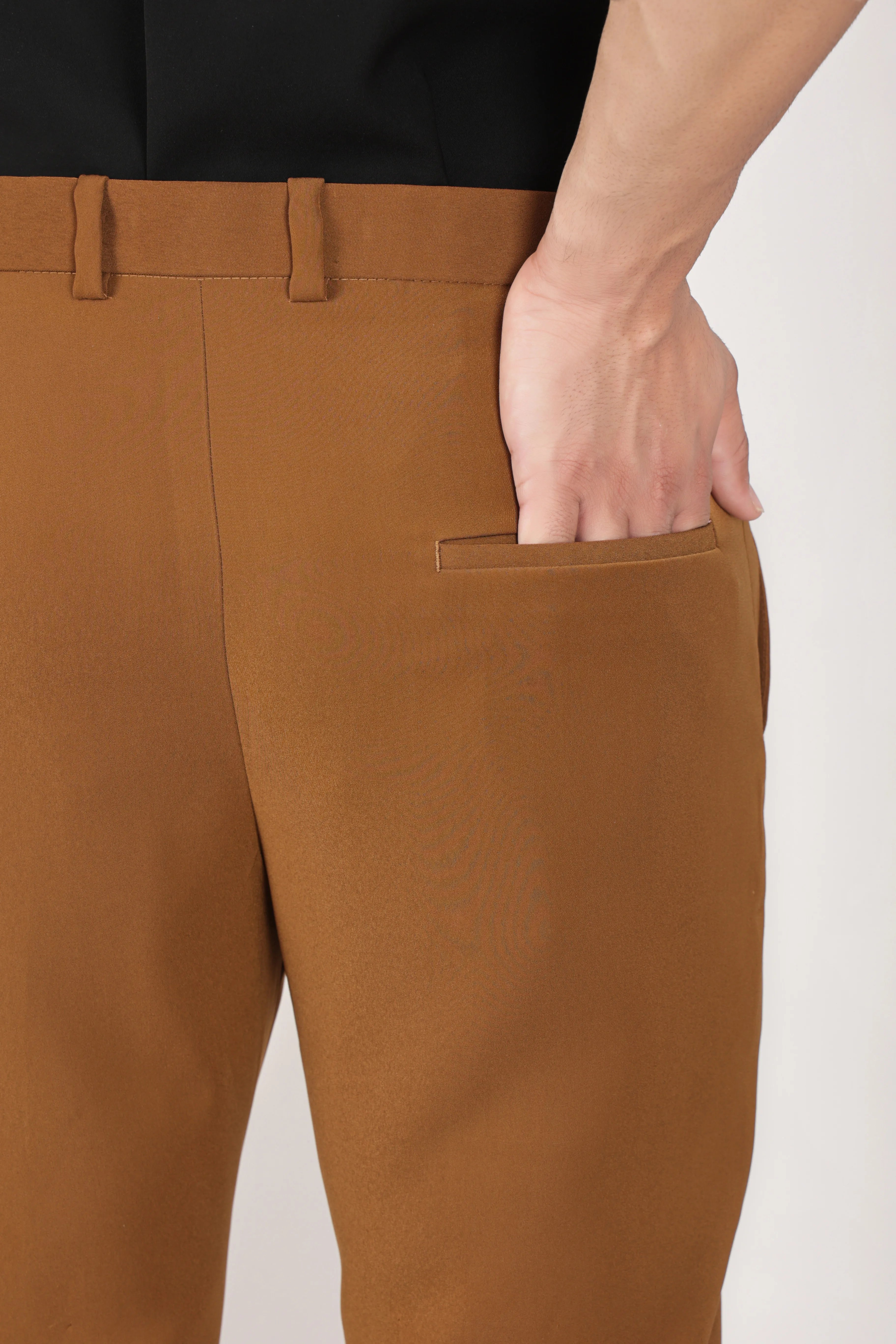 Japanese Bootcut Trousers - Tan Brown