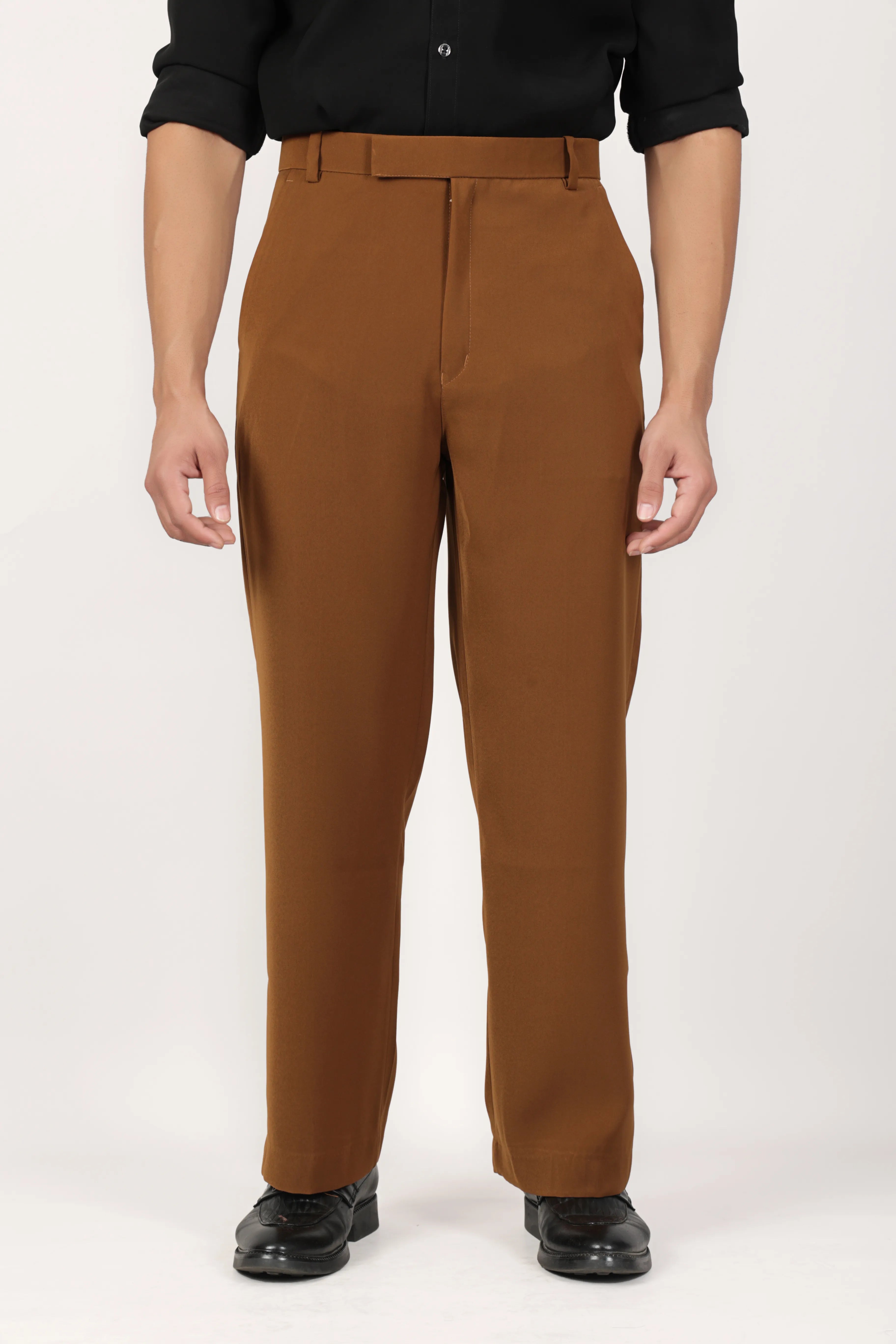 Japanese Straight Fit Trousers - Tan Brown