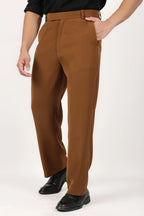 Japanese Straight Fit Trousers - Tan Brown