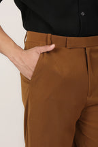 Japanese Straight Fit Trousers - Tan Brown