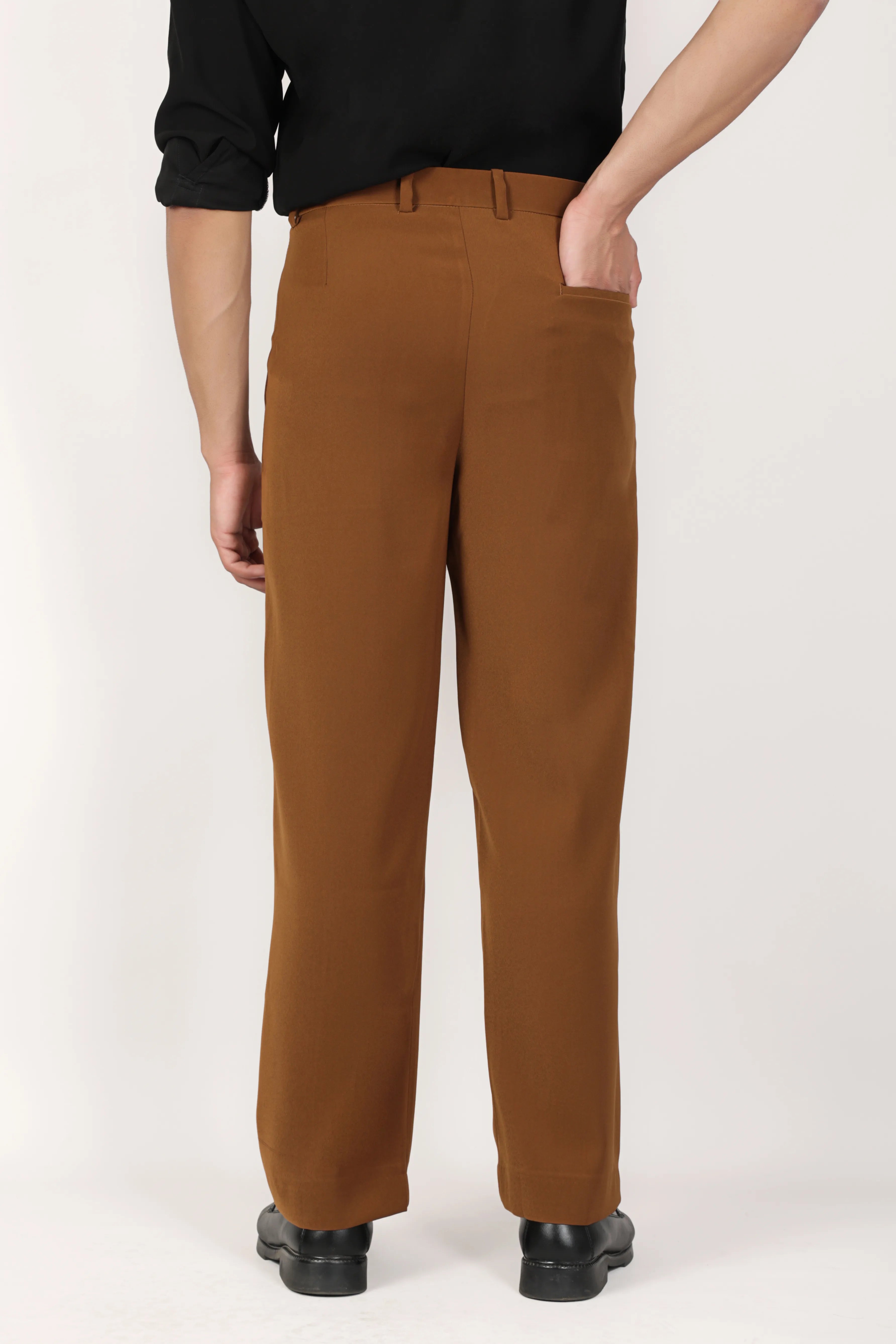 Japanese Straight Fit Trousers - Tan Brown